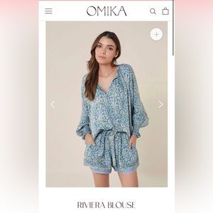 NWT OMIKA Riviera Blouse Seaglass